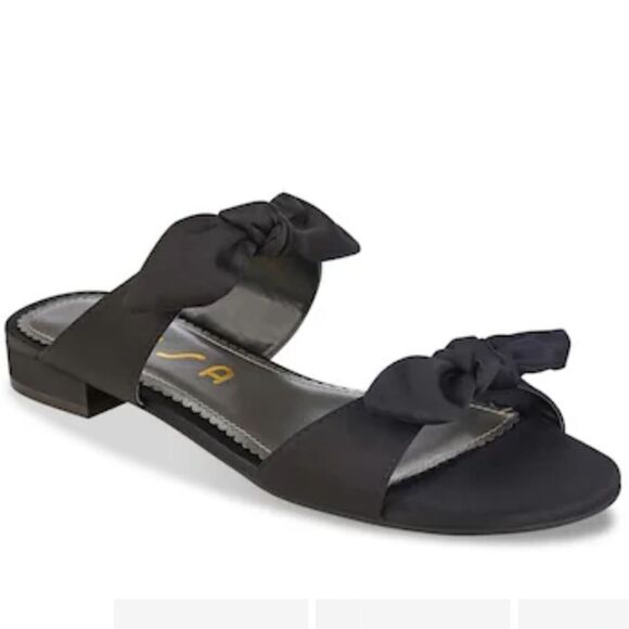 UNISA KARAMI DOUBLE BOWNOTS STRAP SLIP ON FLAT OPEN TOE  SANDAL - Picture 1 of 16